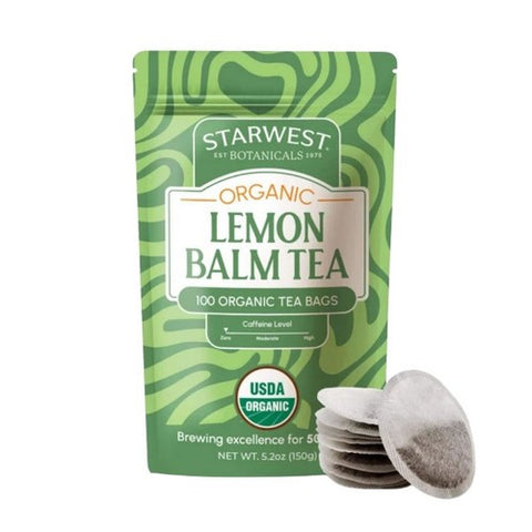 Organic Lemon Balm Tea Bags 100 Count by Starwest Botanicals