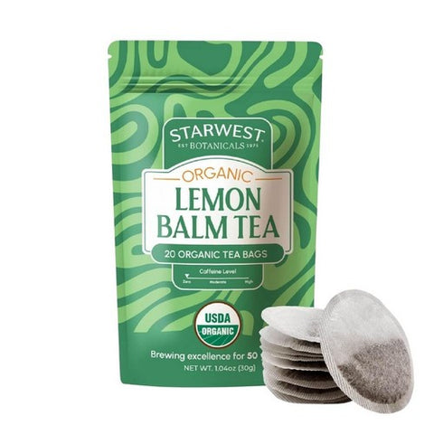 Organic Lemon Balm Tea Bags 20 Count by Starwest Botanicals