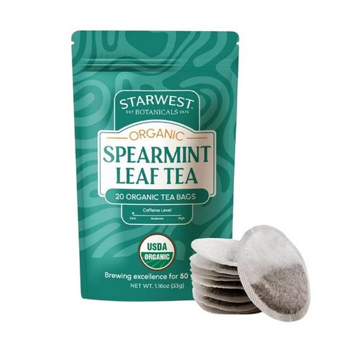 Organic Spearmint Tea Bags 20 Count by Starwest Botanicals
