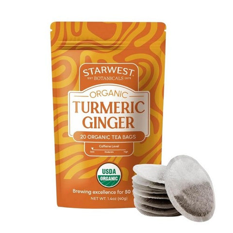 Organic Turmeric Ginger Tea Bags 20 Count by Starwest Botanicals