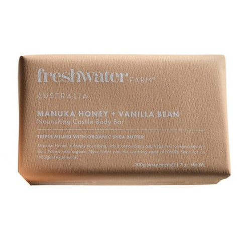 Castile Body Bar Manuka Honey + Vanilla Bean 7 Oz by Freshwater Farm