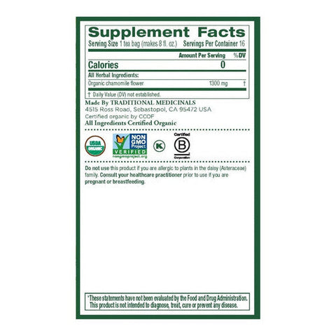 Traditional Medicinals, Organic Chamomile Tea, 16 Bags Traditional Medicinals