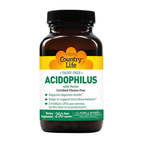 Country Life, Acidophilus with Pectin Vegetarian, 250 Caps