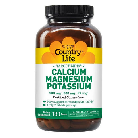Country Life, Cal-Mag-Potassium Target-Mins, 180 Tabs