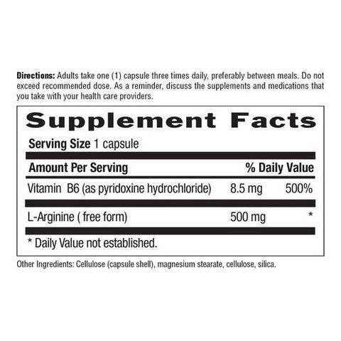 Country Life, L-Arginine with B-6, 500 MG, 100 Caps Country Life