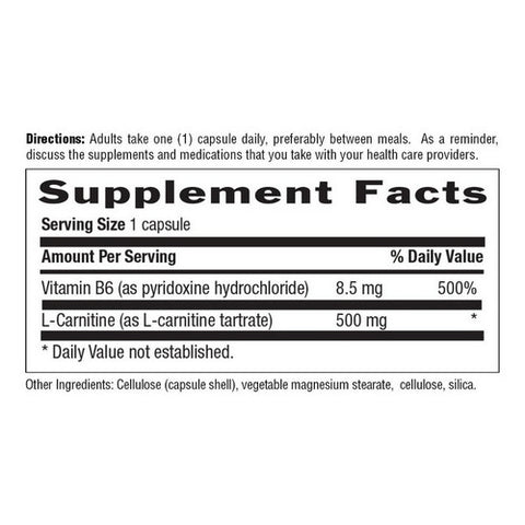Country Life, L-Carnitine with B-6, 500 MG, 60 Caps