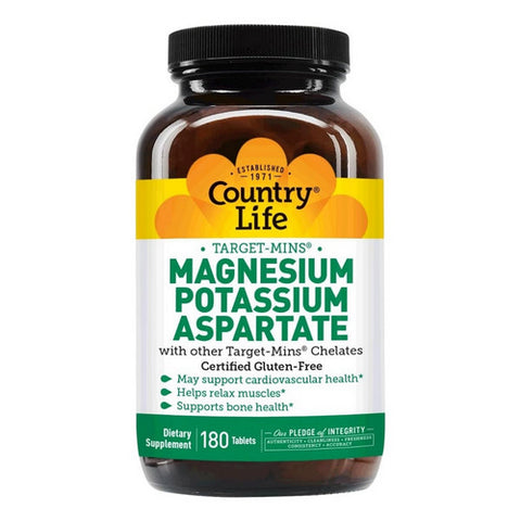 Country Life, Magnesium - Potassium Aspartate Target-Mins, 180 Tabs