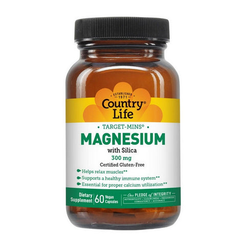 Country Life, Magnesium with Silica TARGET-MINS, 300 MG, 60 Caps
