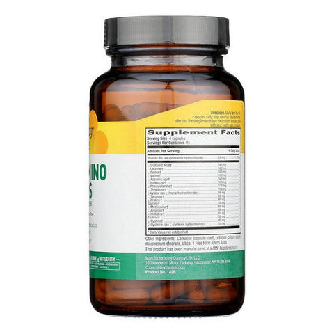Country Life, Max-Amino with B-6 (Blend Of 18 Amino Acids), 180 Caps Country Life