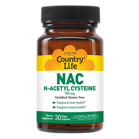 Country Life, NAC (N-Acetyl Cysteine), 750 MG, 30 Caps