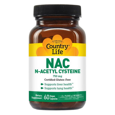 Country Life, NAC (N-Acetyl Cysteine), 750 MG, 60 Caps