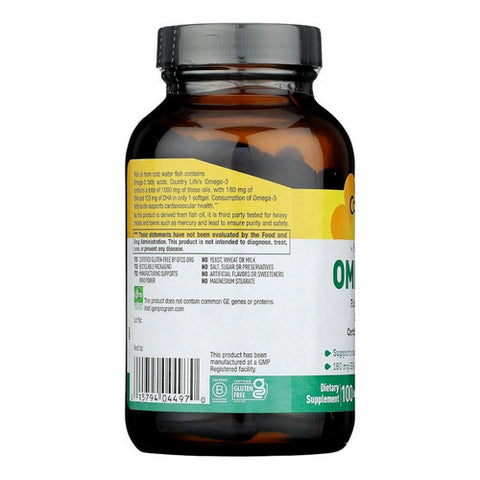 Country Life, Omega 3 Fish Body Oils, 1000 MG, 100 Sftgls