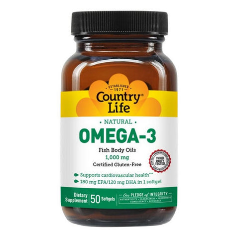 Country Life, Omega 3 Fish Body Oils, 1000 MG, 50 Sftgls