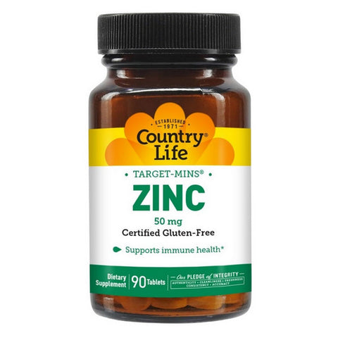 Country Life, Zinc Target-Mins, 50 mg, 90 Tabs