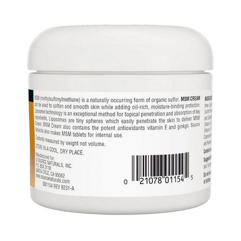 Source Naturals, MSM Joint Response Cream, 4 Oz