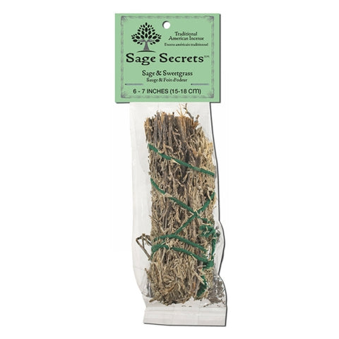 Sage Spirit, Smudge Wand Sage And Sweetgrass 4 -5 Inches Small Incense, Sage/sweetgrass 7