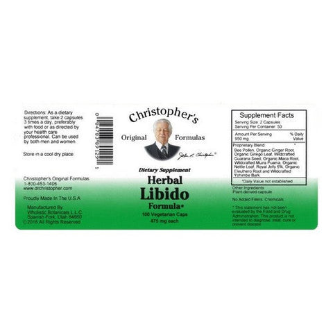 Dr. Christophers Formulas, Herbal Libido, 100 Vegicaps Dr. Christophers Formulas