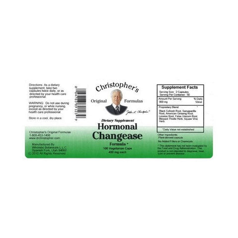 Dr. Christophers Formulas, Original Formulas Hormonal Changease Formula, 425 Mg, 100 Vegicaps Dr. Christophers Formulas