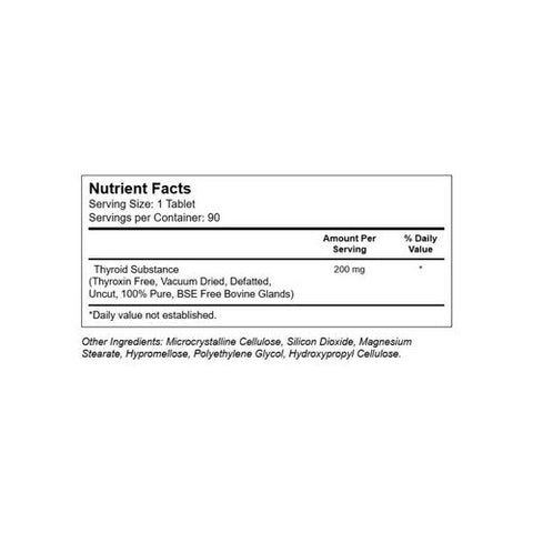 Ultra Glandulars, Raw Thyroid, 200 Mg, 90 Tabs Ultra Glandulars