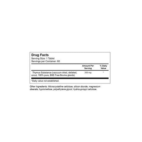 Ultra Glandulars, Ultra Enterprises Raw Thymus, 200 Mg, 60 Tabs Ultra Glandulars