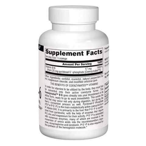 Source Naturals, Coenzymated B-6 Sublingual, 25 mg, 120 Tabs