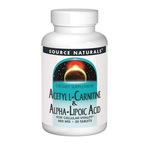 Source Naturals, Acetyl L-Carnitine And Alpha-Lipoic Acid, 650 Mg, 30 Tabs