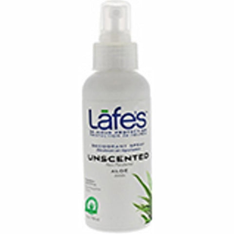 Lafes Natural Body Care, Deodorant Spray 24-Hour Protection Unscented, 4 Oz