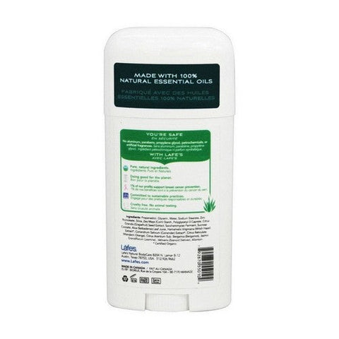 Lafes Natural Body Care, Natural Deodorant Stick Active Citrus And Bergamot, 2.85 Oz Lafes Natural Body Care