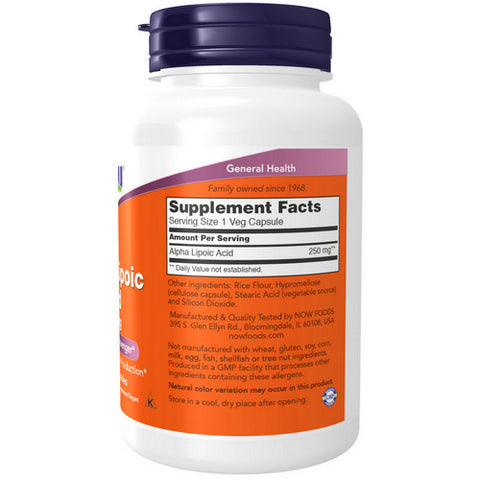 Now Foods, ALPHA LIPOIC ACID, 250 mg, 120 Caps