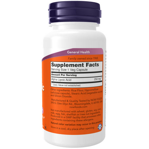 Now Foods, ALPHA LIPOIC ACID, 250 mg, 60 Caps