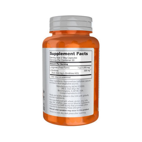 Now Foods, Arginine And Ornithine, 100 Veg Caps Now Foods