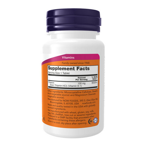 Now Foods, Vitamin B-1, 100 mg, 100 Tabs