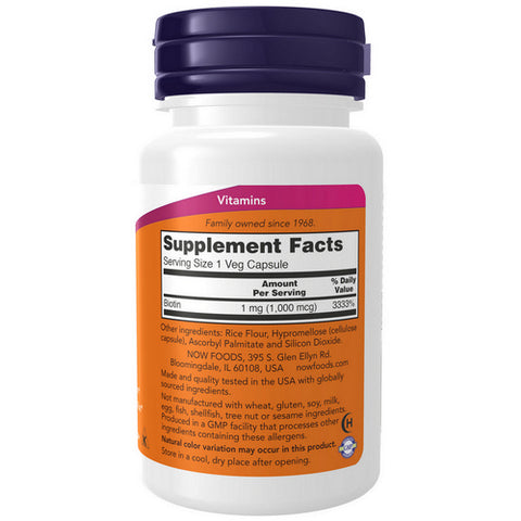 Now Foods, Biotin, 1000 mcg, 100 Caps