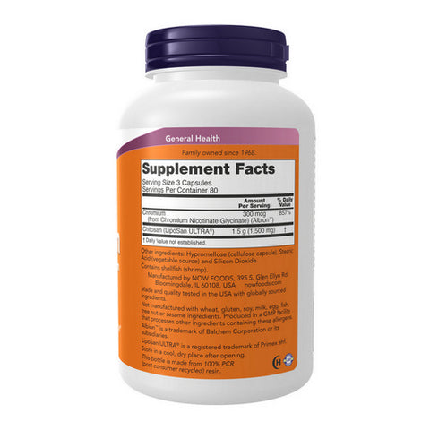 Now Foods, Chitosan plus Chromium, 500 mg, 240 Caps