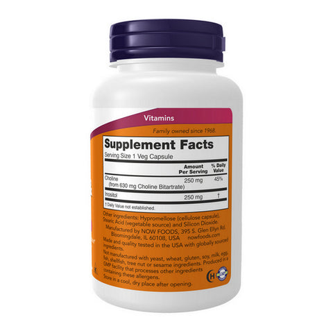 Now Foods, Choline & Inositol, 500 mg, 100 Caps