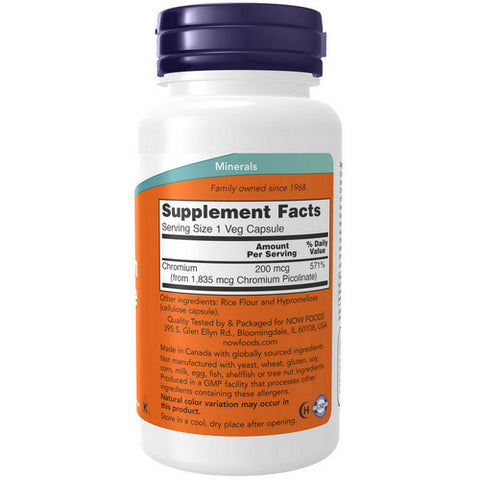 Now Foods, Chromium Picolinate, 200 Mcg, 100 Veg Caps