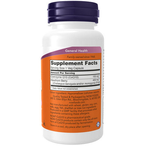 Now Foods, CoQ10 with Hawthorn Berry Vegetarian, 100 mg, 90 Veg Caps Now Foods