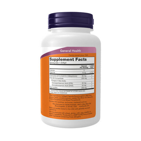 Now Foods, CoQ10 with Omega 3 Fish Oil, 60 mg, 120 Softgels Now Foods