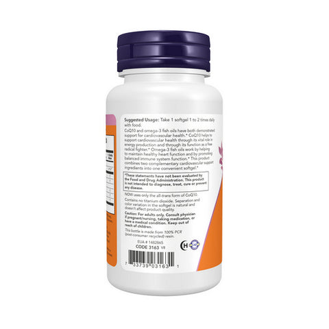 Now Foods, CoQ10 with Omega 3 Fish Oil, 60 mg, 60 Softgels