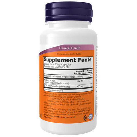 Now Foods, Hyaluronic Acid with MSM, 50 mg, 60 Veg Caps Now Foods