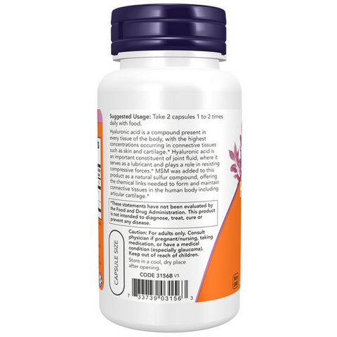 Now Foods, Hyaluronic Acid with MSM, 50 mg, 60 Veg Caps