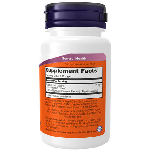 Now Foods, Lutein, 10 mg, 60 Sgels