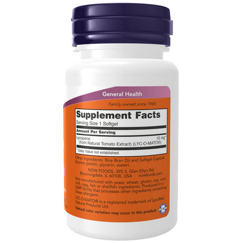 Now Foods, Lycopene, 10 mg, 60 Sgels
