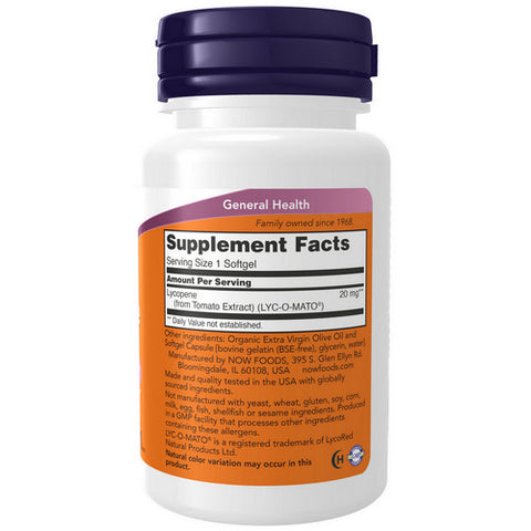 Now Foods, Lycopene, 20 mg, 50 Softgels