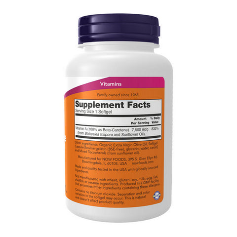 Now Foods, Natural Beta Carotene, 25000 IU, 180 Sgels
