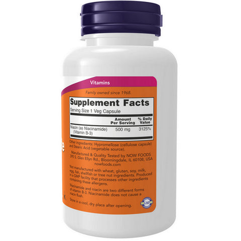 Now Foods, Niacinamide, 500 mg, 100 Caps