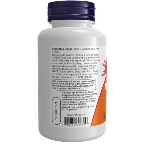Now Foods, Niacinamide, 500 mg, 100 Caps