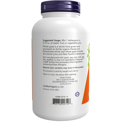 Now Foods, Organic Wheat Grass Powder, POWDER, 9 Oz