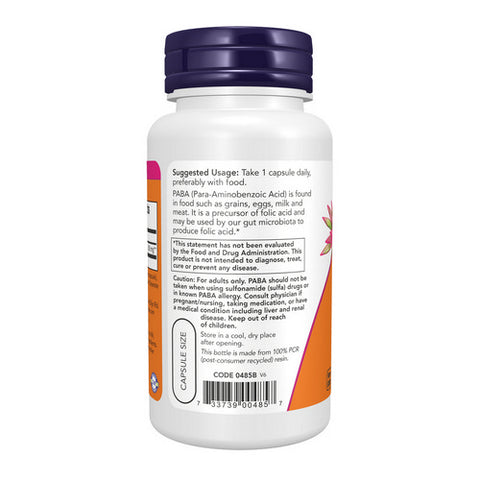 Now Foods, Paba, 500 mg, 100 Caps