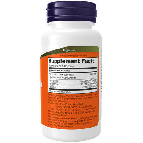 Now Foods, Pancreatine, 200 mg, 100 Caps